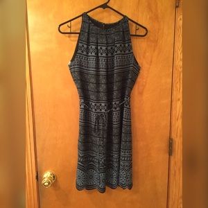 Blue Print Scalloped Dress